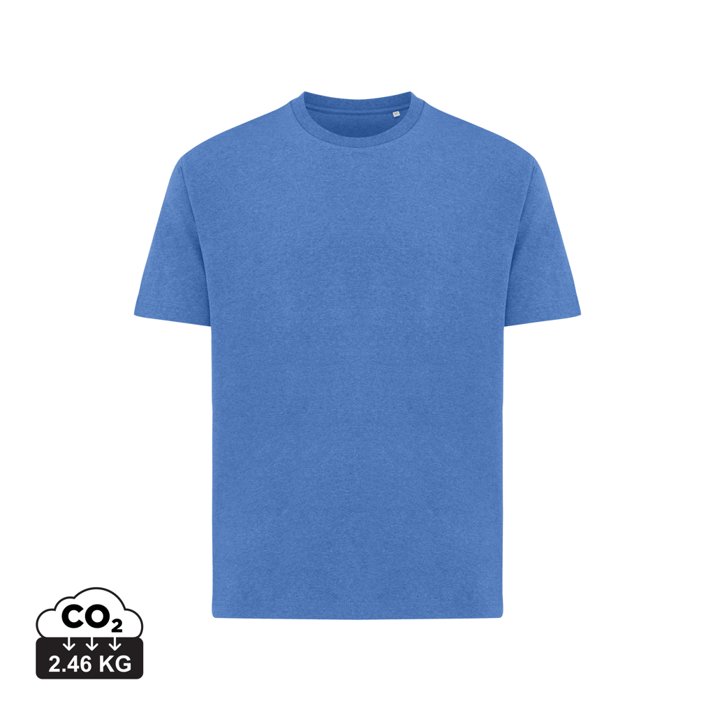 T-shirt publicitaire boxy coton recyclé unisexe 180g Iqoniq Teide heather blue